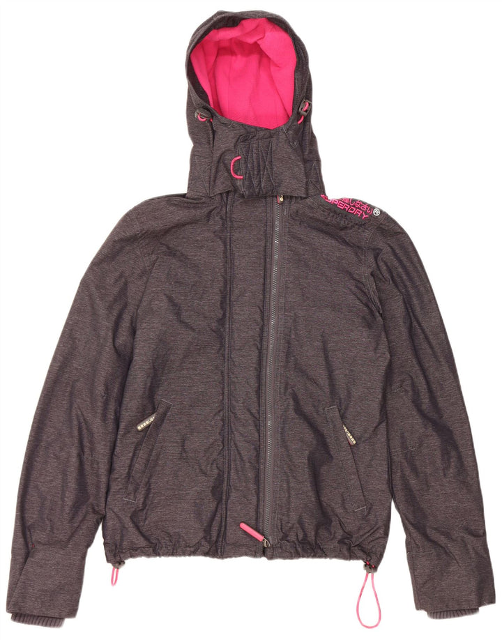 Superdry Veste coupe-vent à capuche Windcheater pour femme UK 14 Medium Noir
