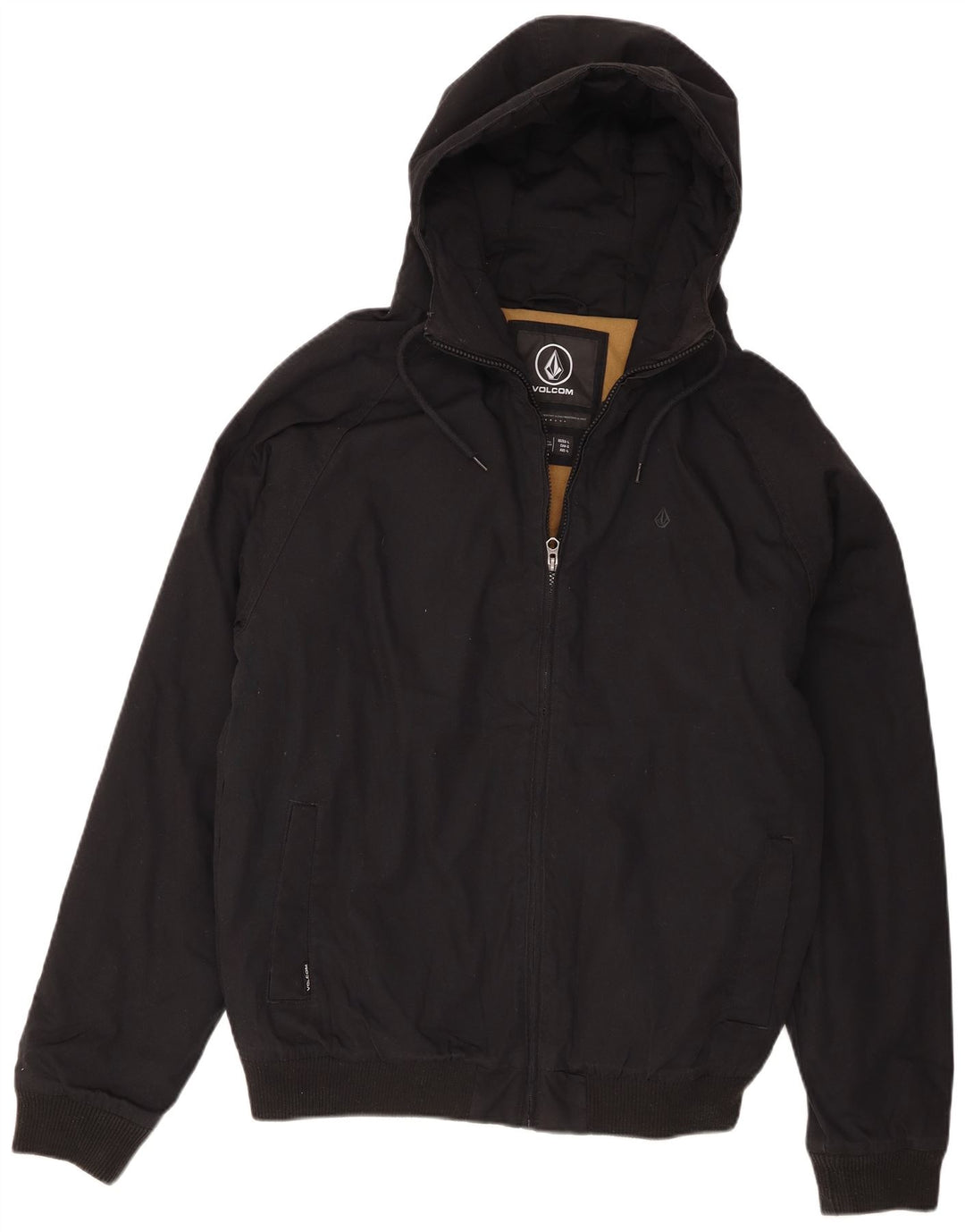 Volcom Veste bomber à capuche pour homme UK 40 Large Noir Polyester
