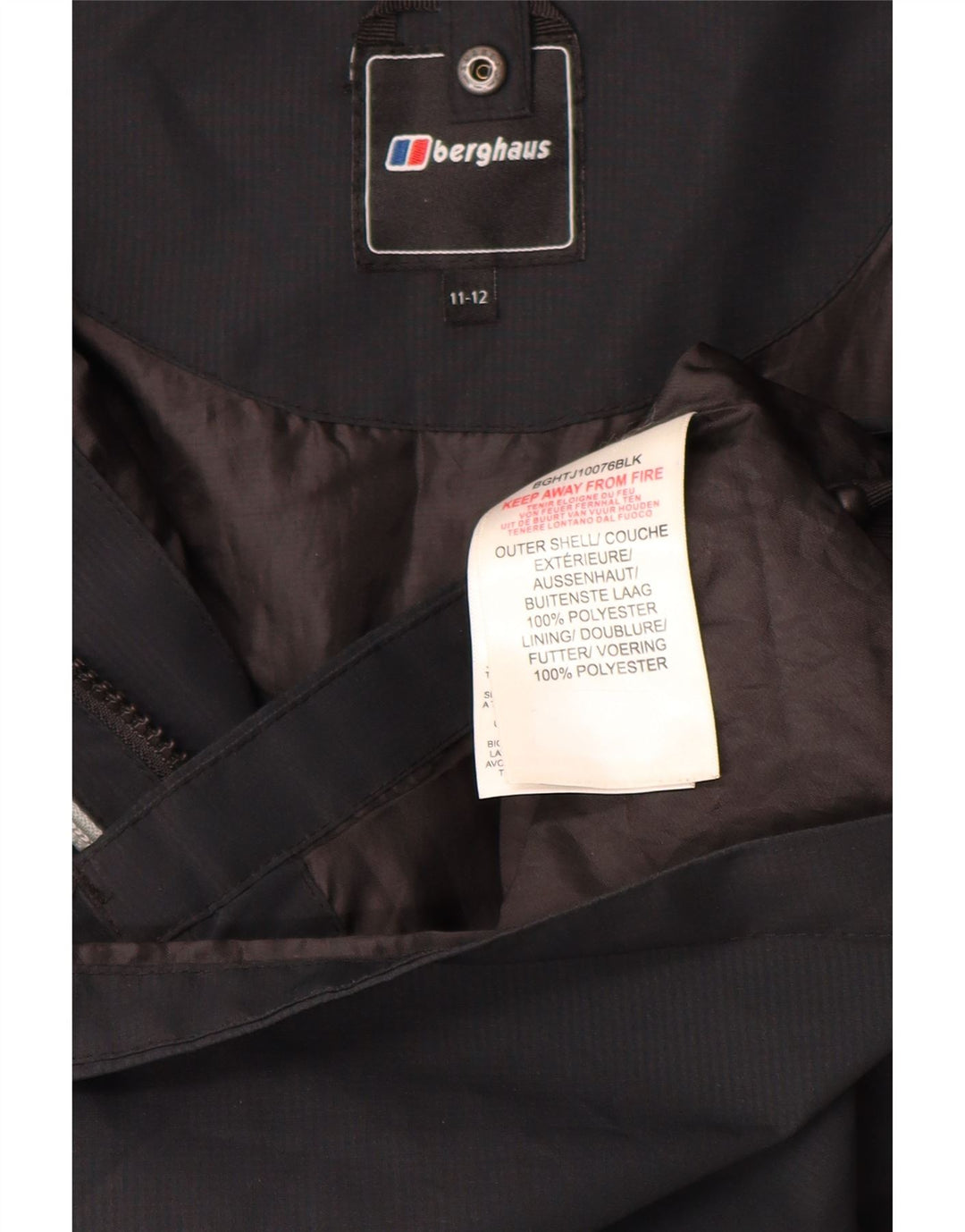 Berghaus Veste coupe-vent à capuche garçon 11-12 ans Noir Polyester