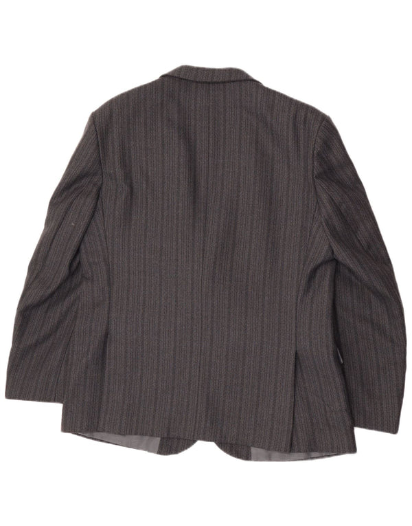 vintage Mens 2 Bouton Blazer Veste UK 44 2XL Gris Rayé Tergal