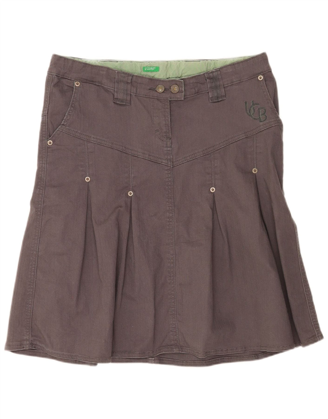 Benetton Jupe Trapèze Femme Small W32 Gris Coton