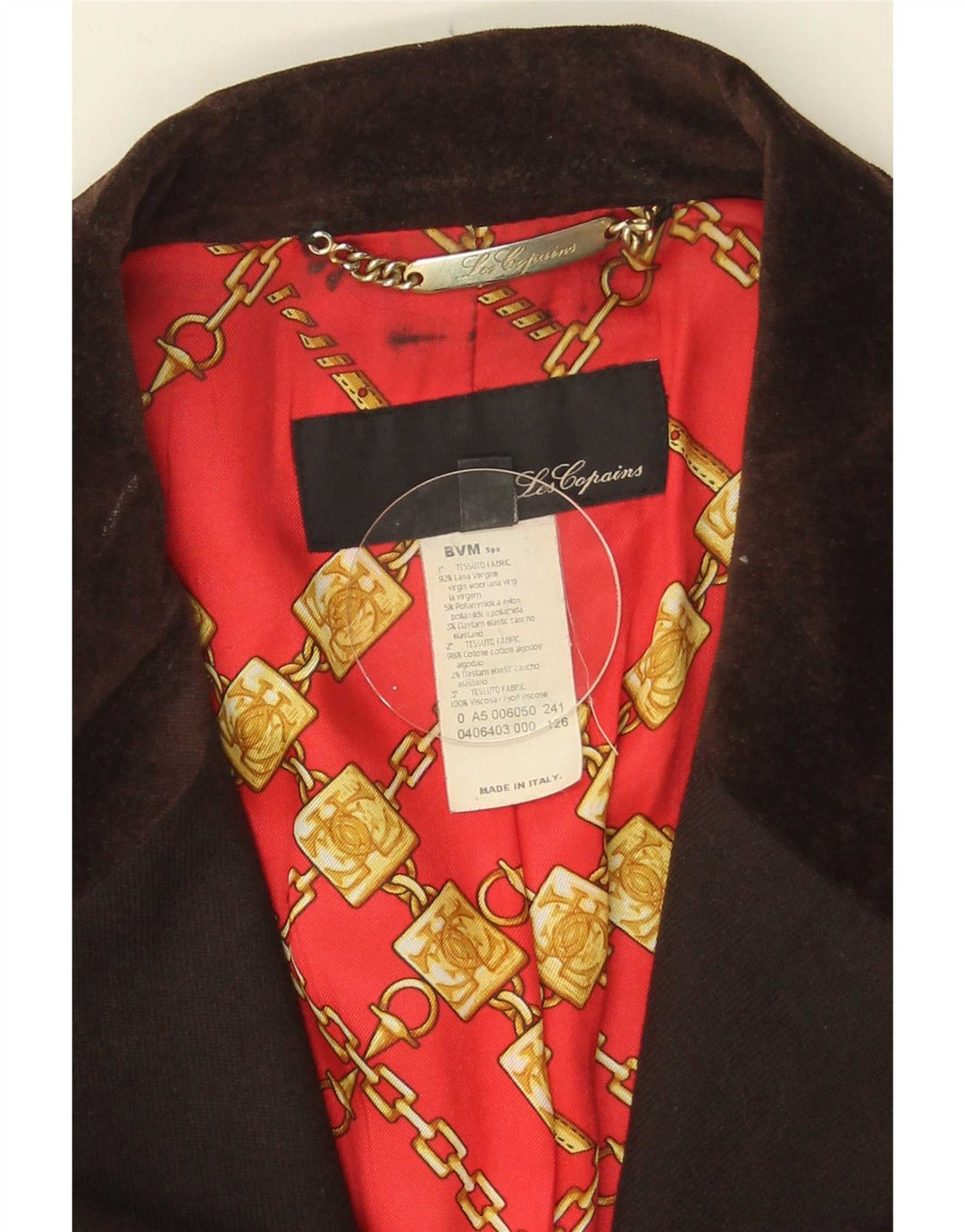 Les Copains Veste Blazer 3 Boutons Femme IT 52 2XL Marron Laine Vierge