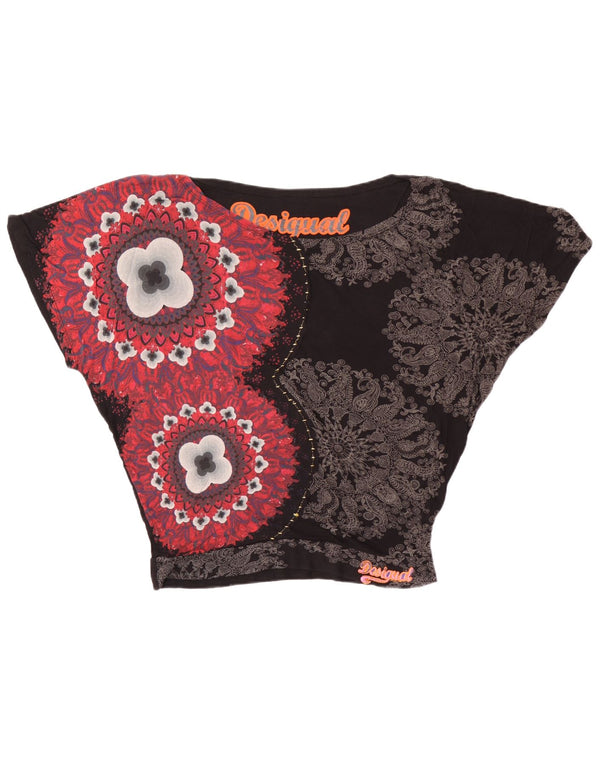 Desigual Womens Graphic Batwing Blouse Top UK 14 Large Black Paisley