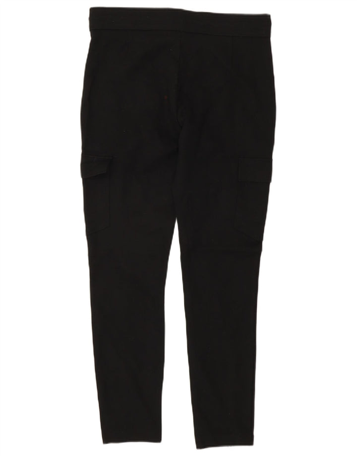 Zara Femme Pantalon Cargo Slim Moyen W26 L26 Noir Viscose