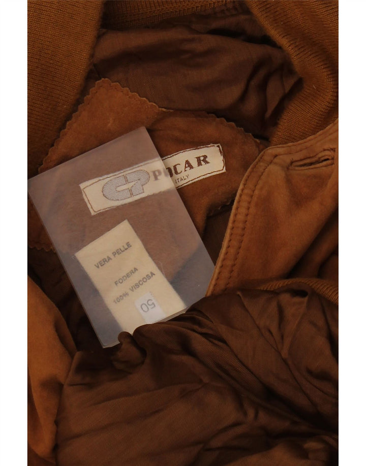 vintage Mens Suede Bomber Jacket IT 50 Grand Cuir Beige