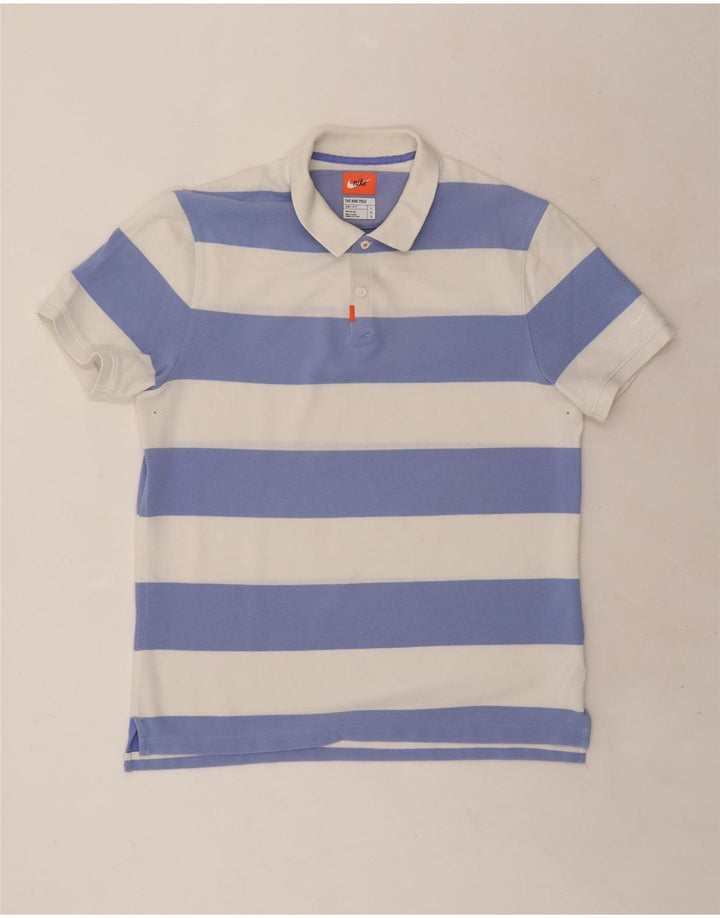 NIKE Polo de rugby Dri Fit pour homme en coton rayé blanc