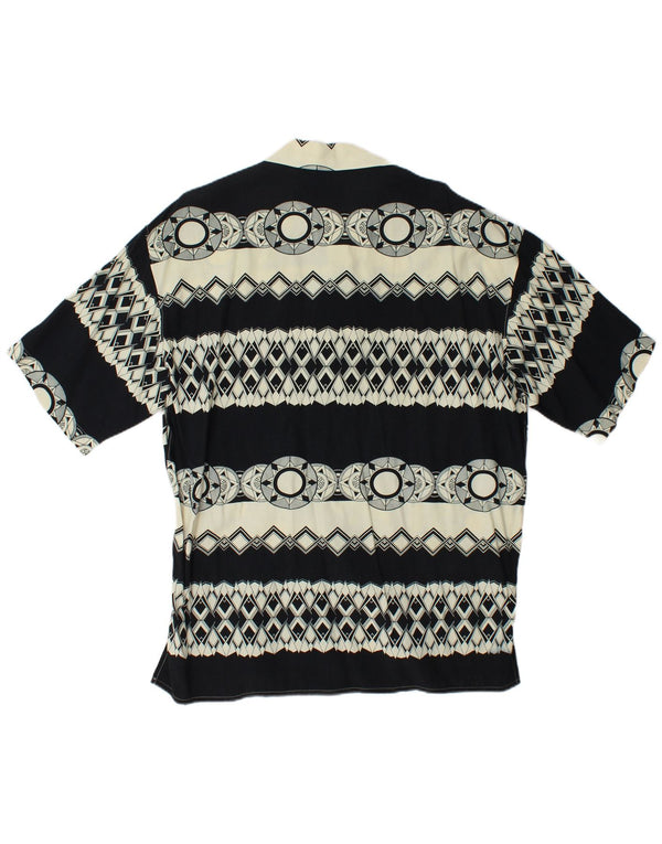 Chemise ample à manches courtes pour hommes, Vintage, petite Viscose géométrique noire