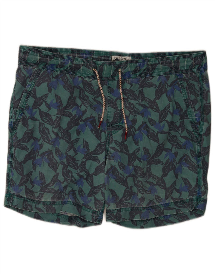 Short de Bain Homme Fat Face Coton Géométrique Vert Moyen