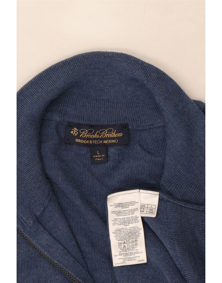 Brooks Brothers Pull à col zippé pour homme en laine bleue