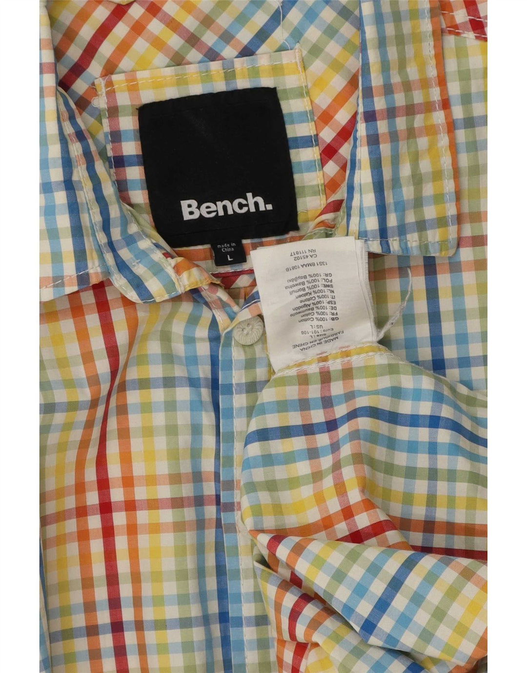 Bench Chemise à Manches Courtes Homme Grand Carreau Multicolore Coton