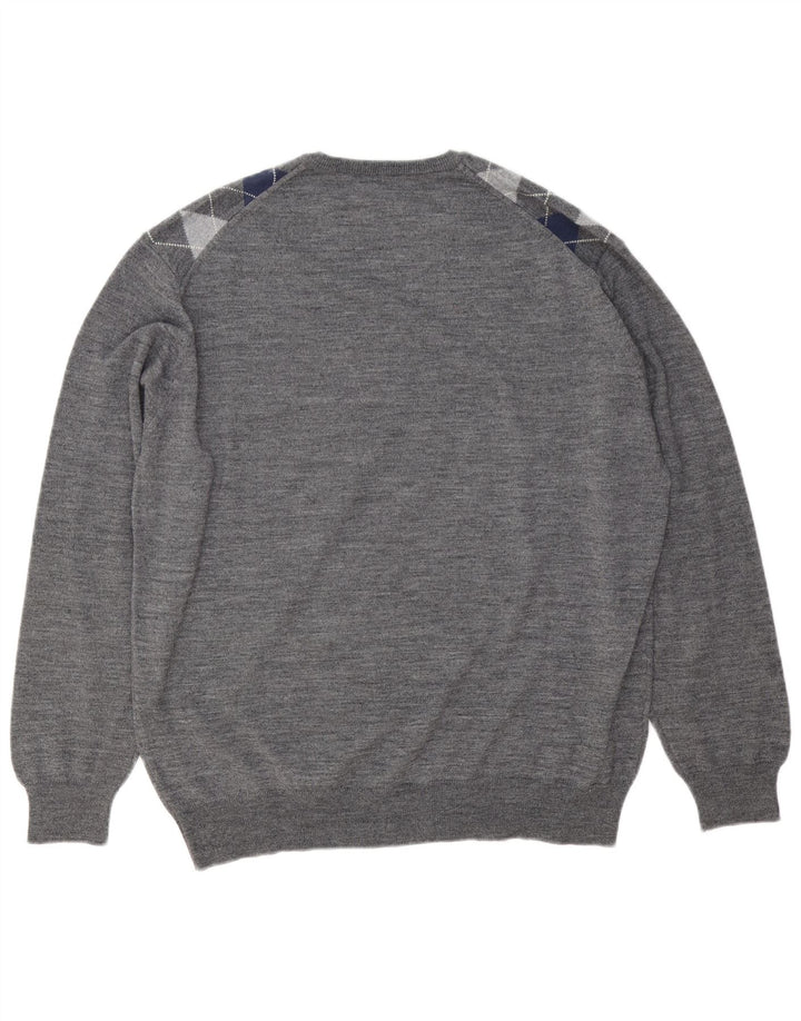 Il Granchio Pull Col V Homme Laine Gris Argyle/Diamant Large