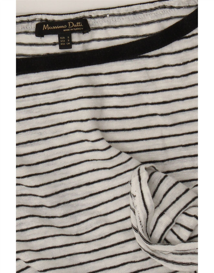 Massimo Dutti Haut à manches longues pour femme UK 10 Petit Blanc Rayé Nautique