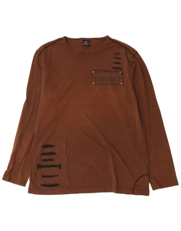 Bromfield Haut Homme Manches Longues 2XL Marron Coton