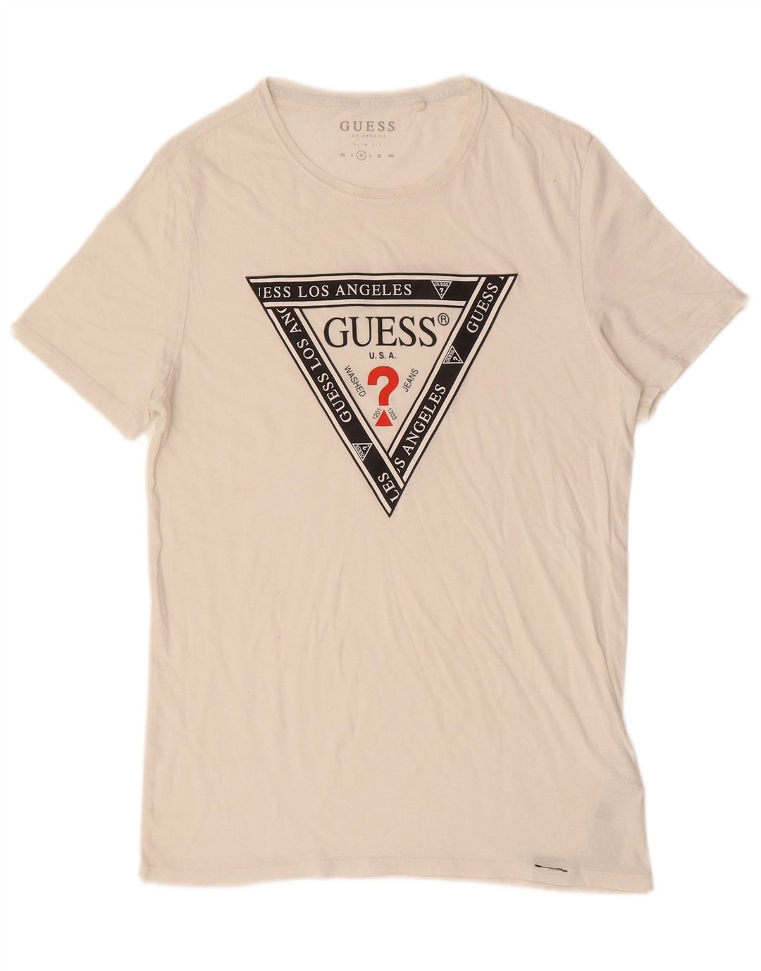 GUESS T-shirt graphique coupe slim pour homme en coton blanc cassé moyen