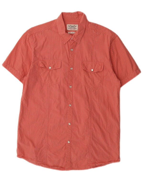 Rifle Chemise à manches courtes pour homme Grand coton vichy rouge