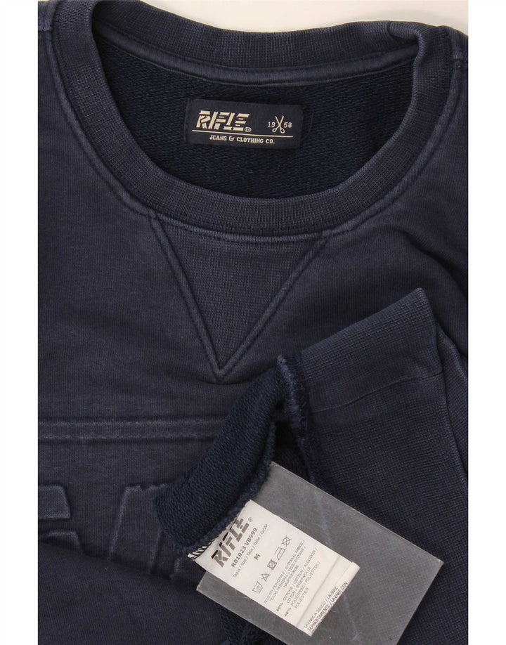 Rifle Sweat-Shirt Graphique Homme Bleu Marine Moyen en Coton