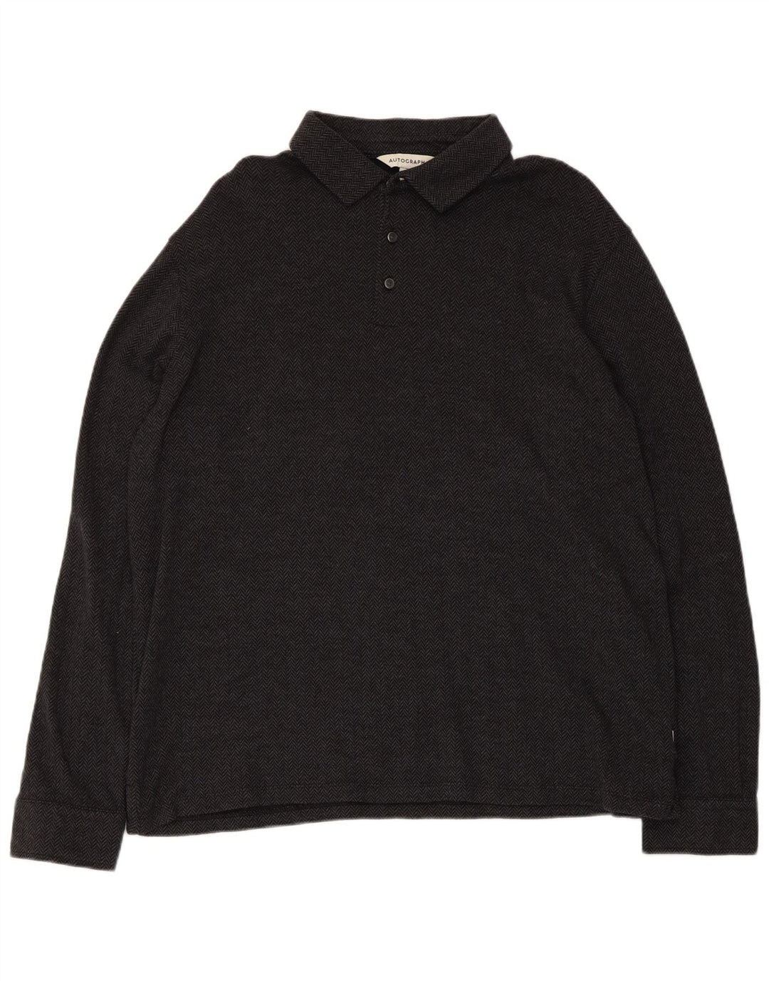 Marks & Spencer Chemise pull autographe pour homme XL en coton à chevrons noir