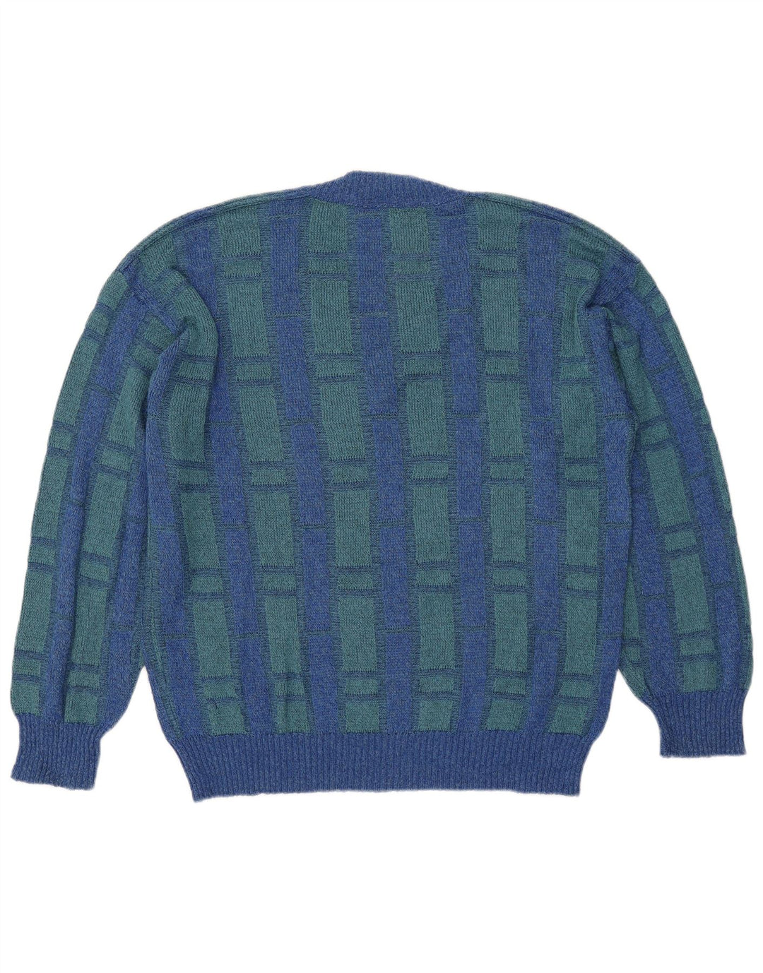 Maselli Pull col V pour homme à carreaux bleus