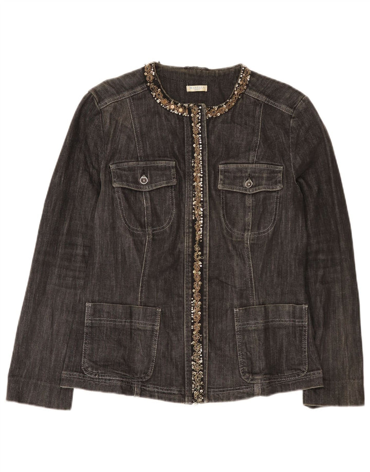 Marella Veste en jean pour femme UK 16 Large Gris Coton
