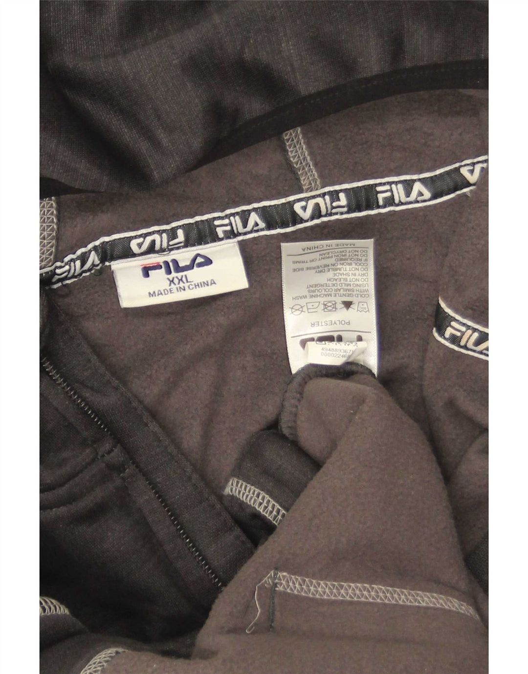 Fila Pull à capuche zippé graphique pour homme 2XL Noir Polyester