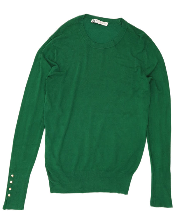 Zara Pull ras du cou pour femme UK 14 Large Vert