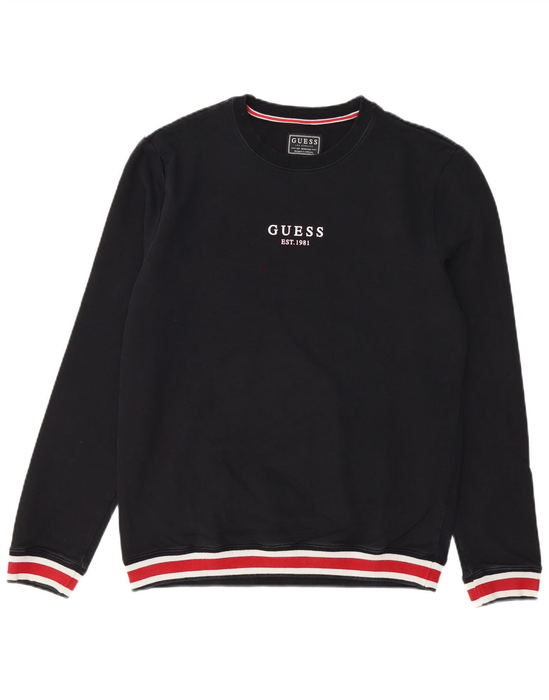 GUESS Sweat-shirt coupe slim pour homme UK 40 Medium Noir Colourblock