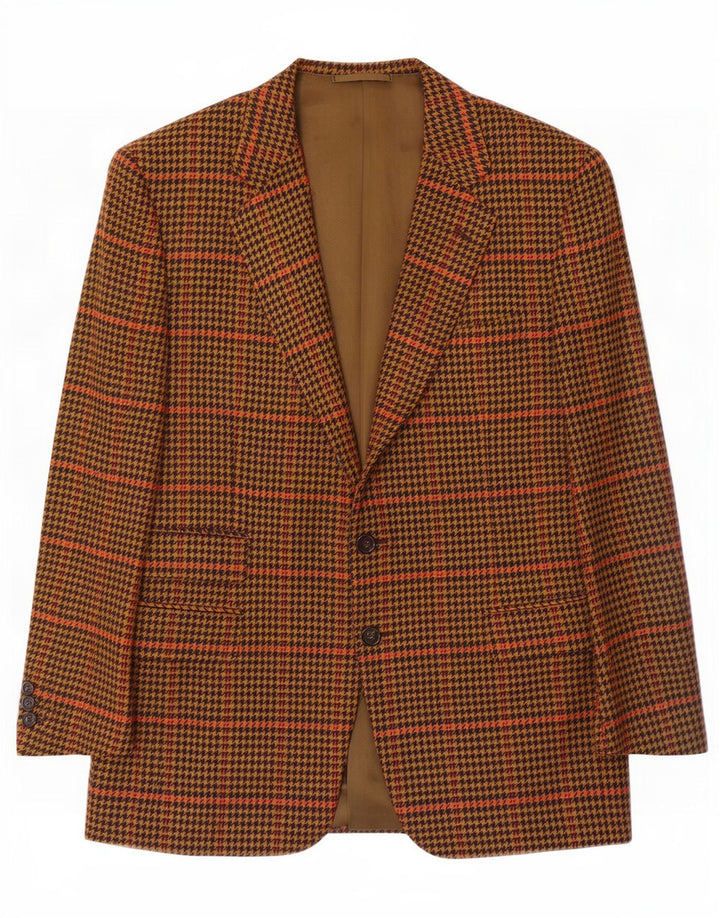 Guabello Veste Blazer 2 Boutons Homme IT 46 Petit Marron Laine Pied-de-Poule