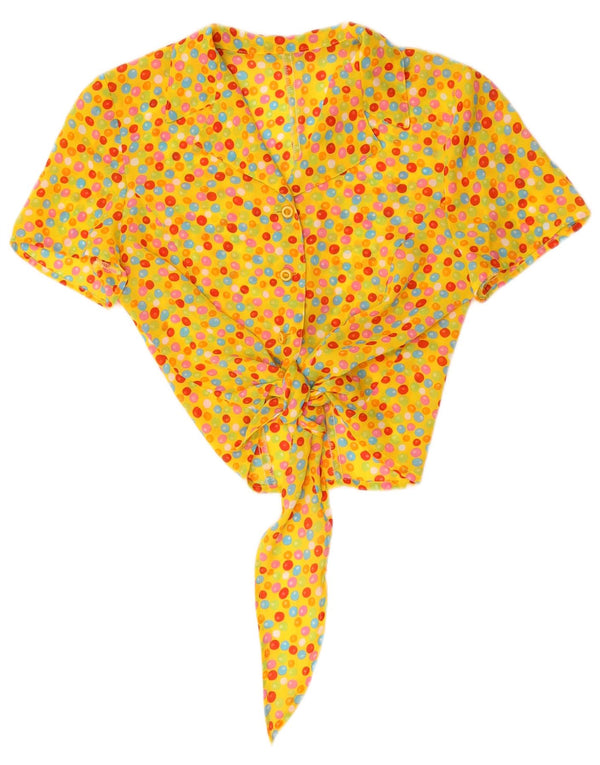 vintage Womens Crop Short Sleeve Shirt Blouse UK 10 Petit Jaune Repéré