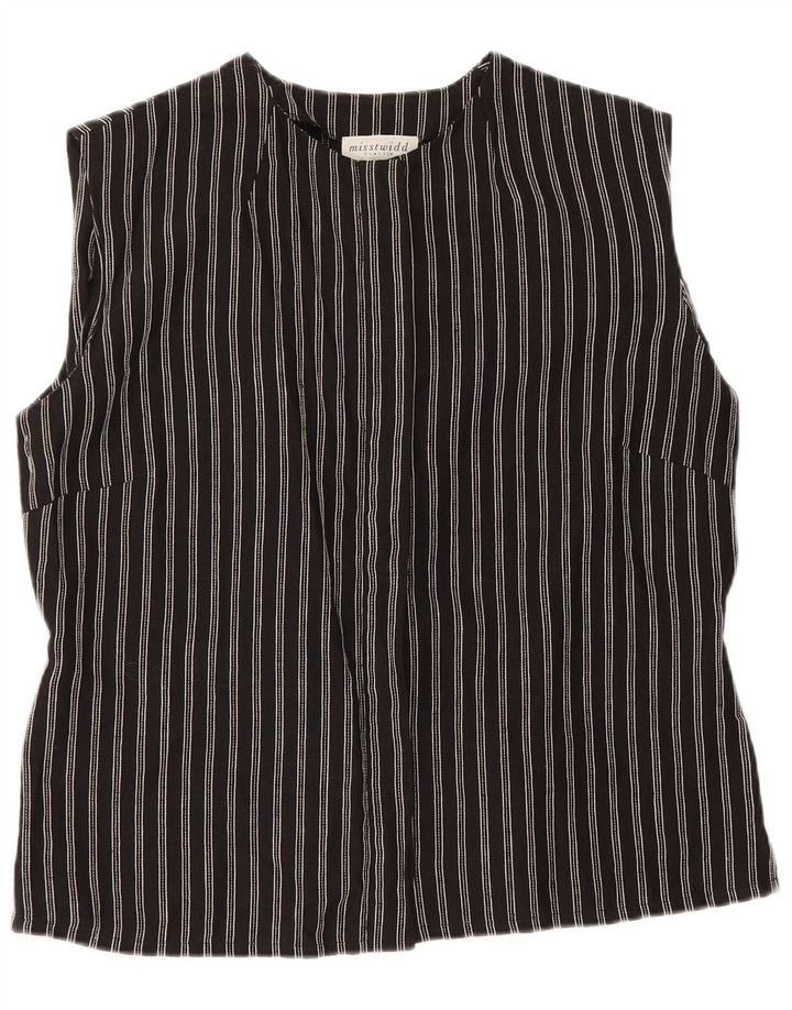 Misstwidd Chemisier sans manches pour femme IT 46 Grand lin rayé noir