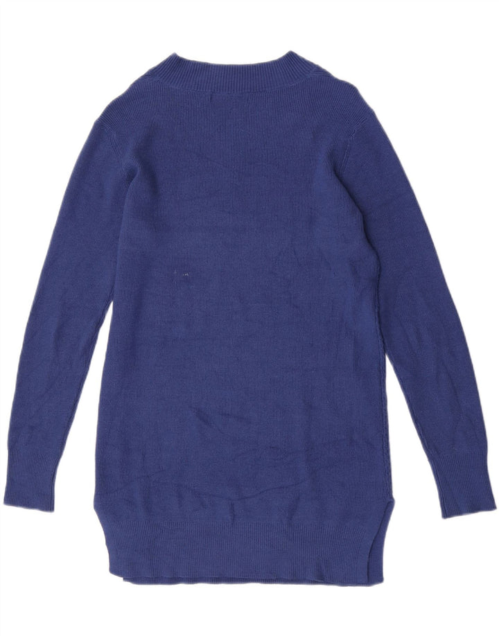 Marks & Spencer Pull col V pour femme UK 10 Small Bleu Viscose