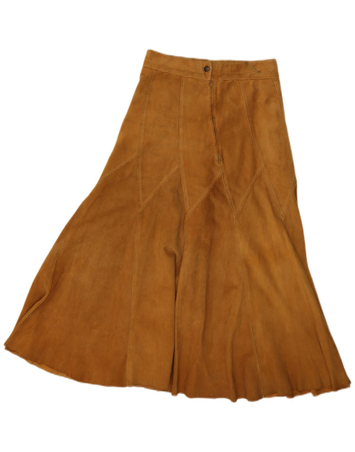 jupe évasée en daim femme vintage W26 Petit Marron