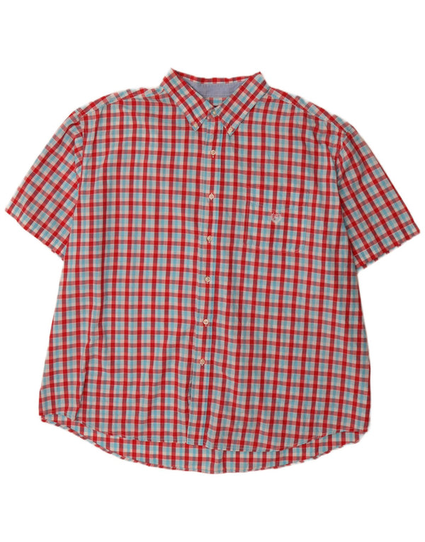 Chaps Chemise à manches courtes pour homme Coupe régulière 4XL Rouge Vichy Coton