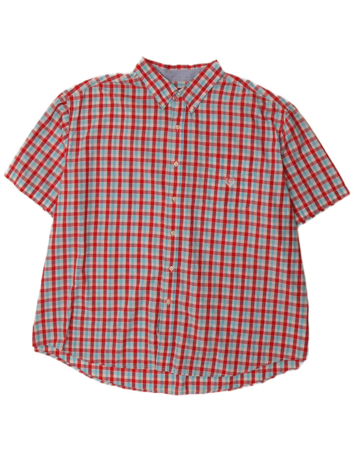 Chaps Chemise à manches courtes pour homme Coupe régulière 4XL Rouge Vichy Coton
