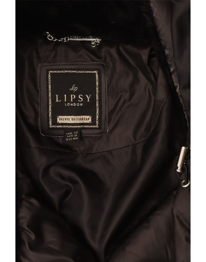 LIPSY Veste matelassée à capuche pour femme UK 12 Medium Noir Polyester