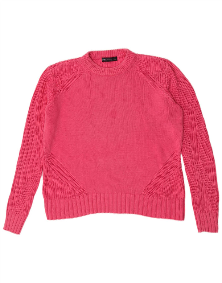 Marks & Spencer Pull surdimensionné à col rond pour femme UK 10 Petit Rose