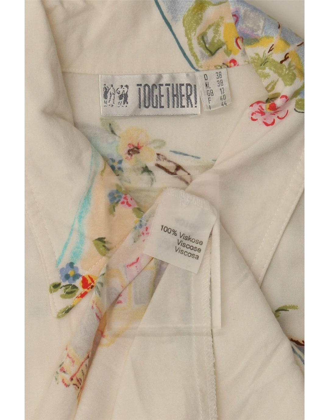 Together Robe chemise longue sans manches pour femme UK 42 Medium Blanc Patchwork