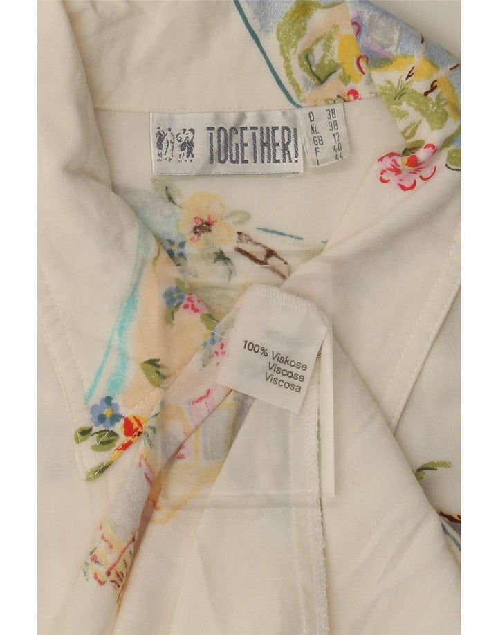 Together Robe chemise longue sans manches pour femme UK 42 Medium Blanc Patchwork