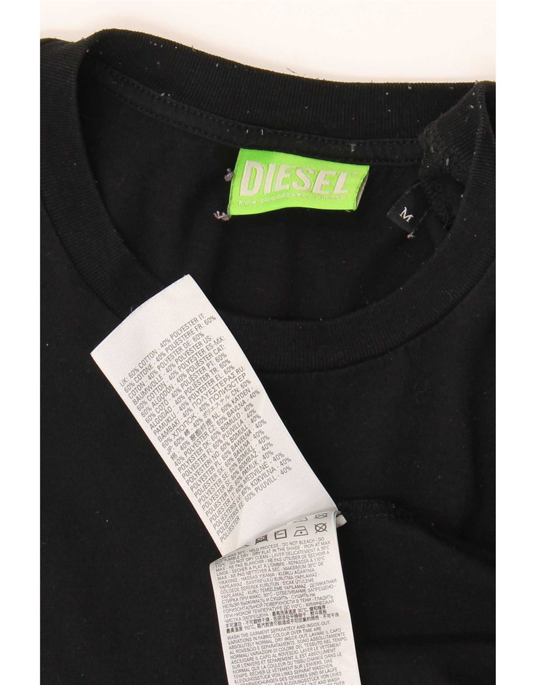 Diesel T-Shirt Graphique Homme Noir Moyen Coton