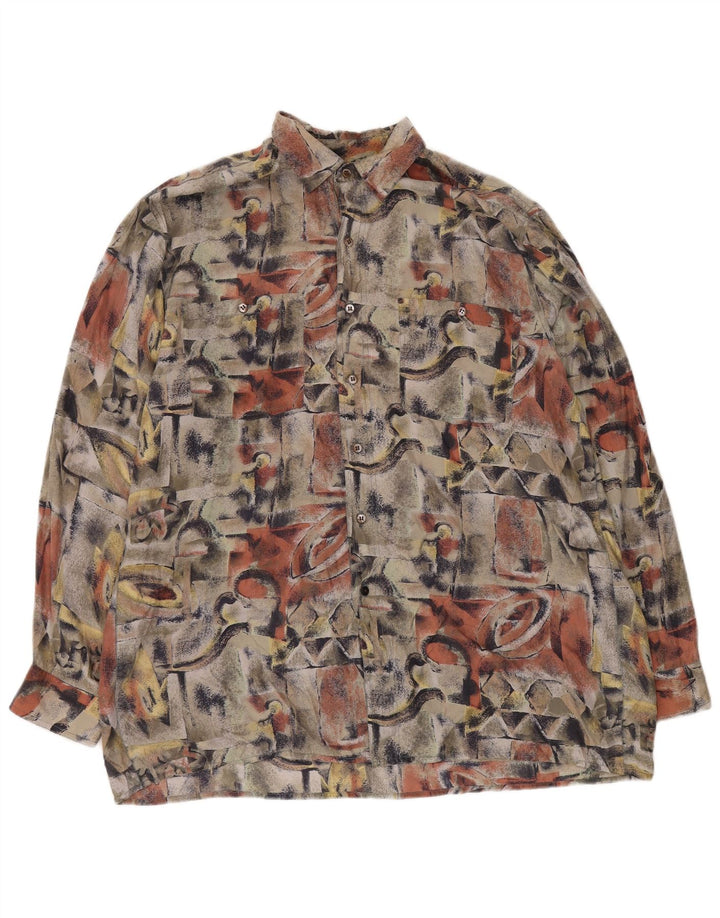 NOUVEAU FAST Chemise à motif abstrait pour homme Taille 41/42 Grande soie multicolore