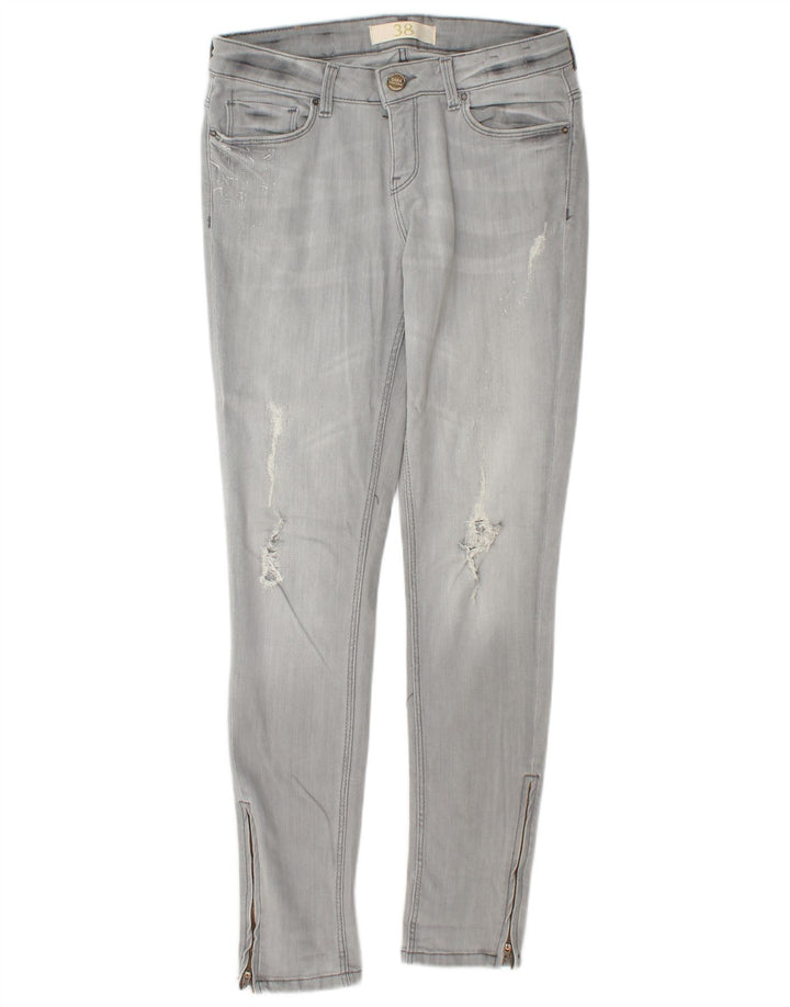 ZARA Jeans skinny en détresse pour femme EU 38 Small W28 L30 Coton gris
