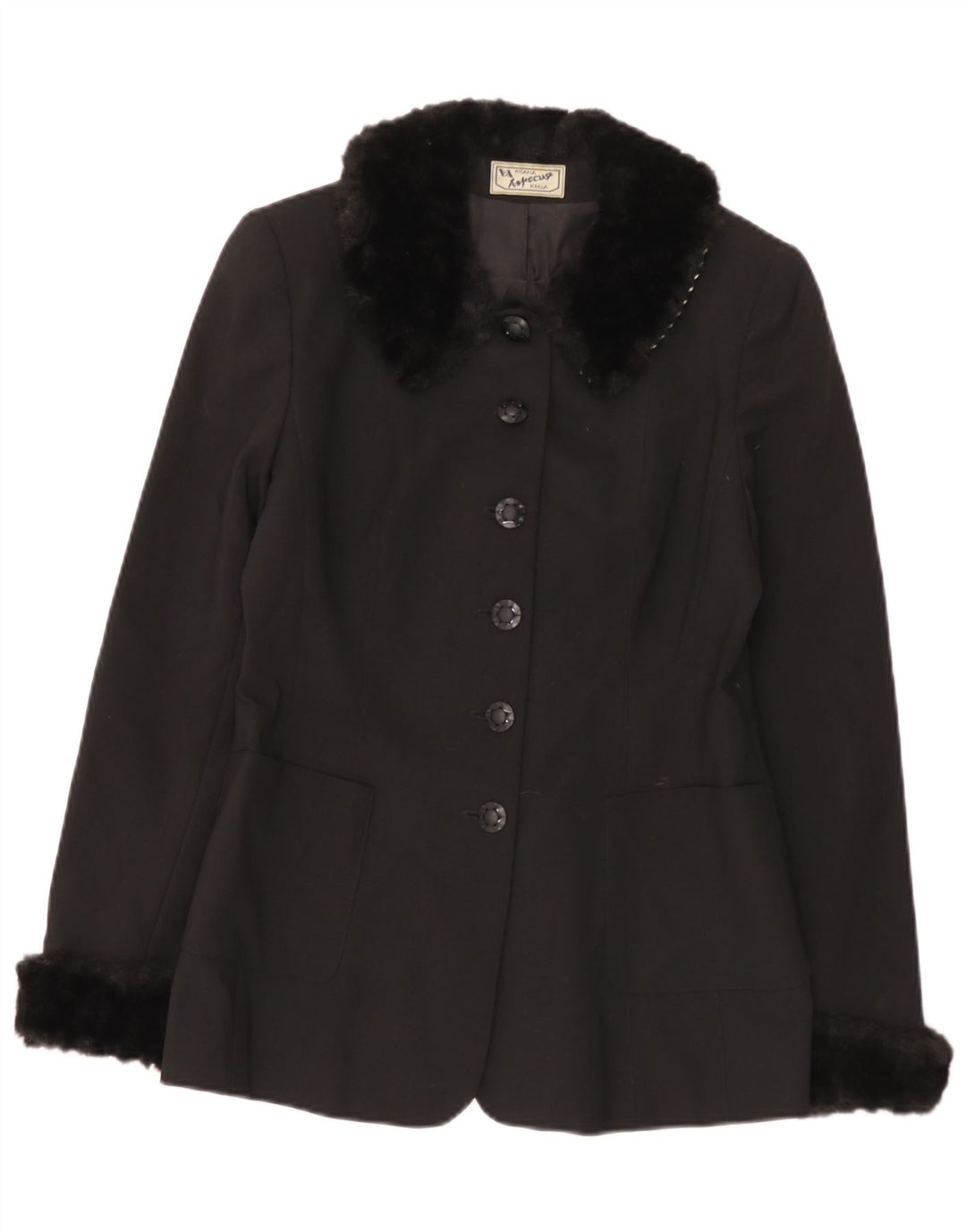 vintage Femme 6 Bouton Blazer Veste IT 44 Moyen Noir