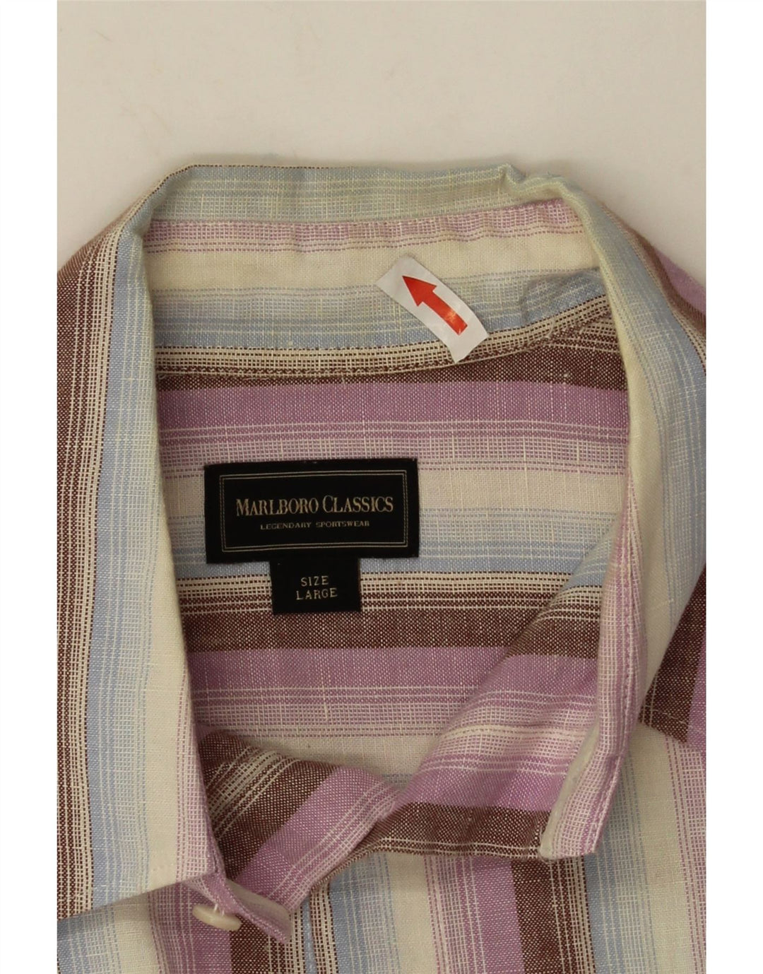 Marlboro Classics Chemise à manches courtes pour homme en lin rayé multicolore