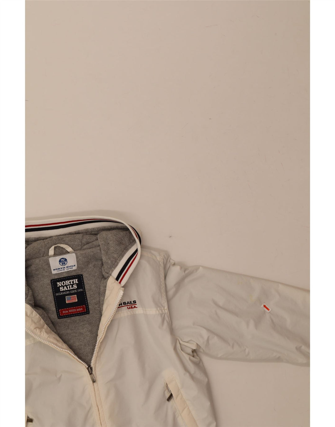 NORTH SAILS Boys Hooded Bomber Jacket 9-10 Years White Polyamide Vintage North Sails and Second-Hand North Sails from Messina Hembry 