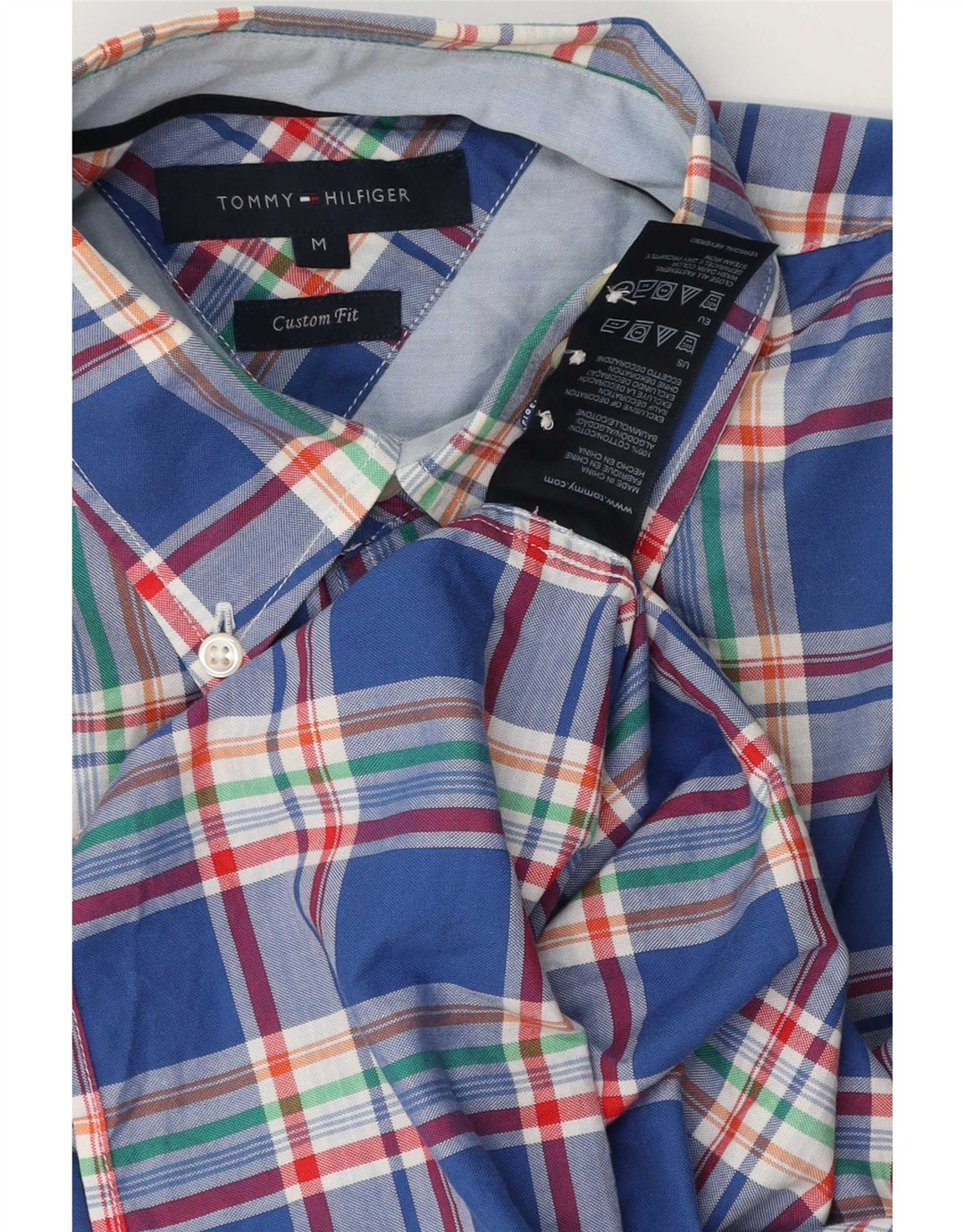 Tommy Hilfiger Chemise sur mesure pour homme en coton à carreaux bleu moyen