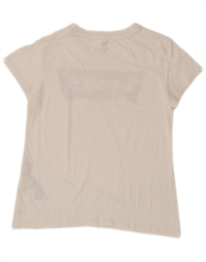 Levi's T-Shirt Graphique Femme UK 12 Coton Blanc Moyen