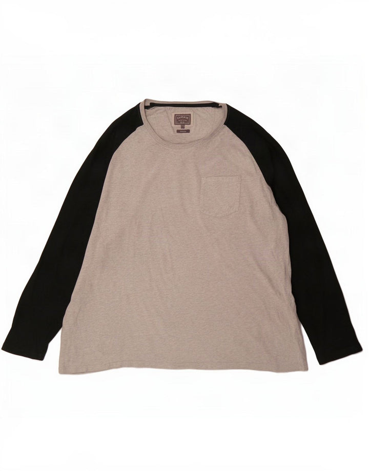 Fat Face Haut Homme Manches Longues 2XL Gris Colorblock Coton
