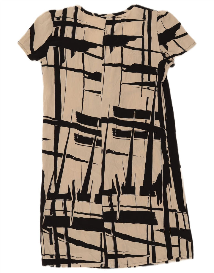 Benetton Robe droite à motif abstrait pour femme UK 6 XS Polyester blanc cassé