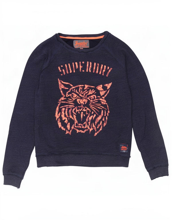 Superdry Sweat-shirt pour femme UK 14 Medium Navy Blue Animal Print