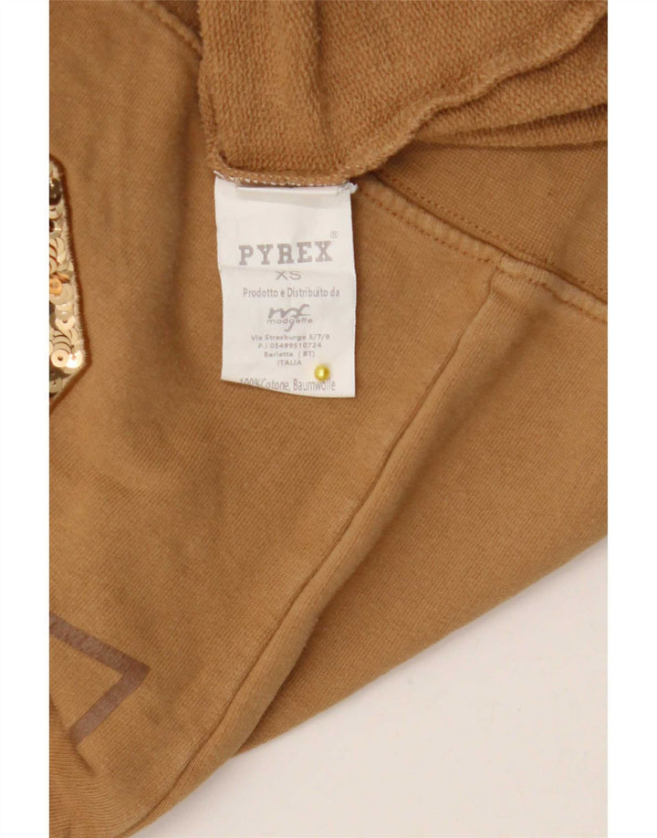 Pyrex Sweat-shirt graphique pour femme UK 6 XS Marron Coton