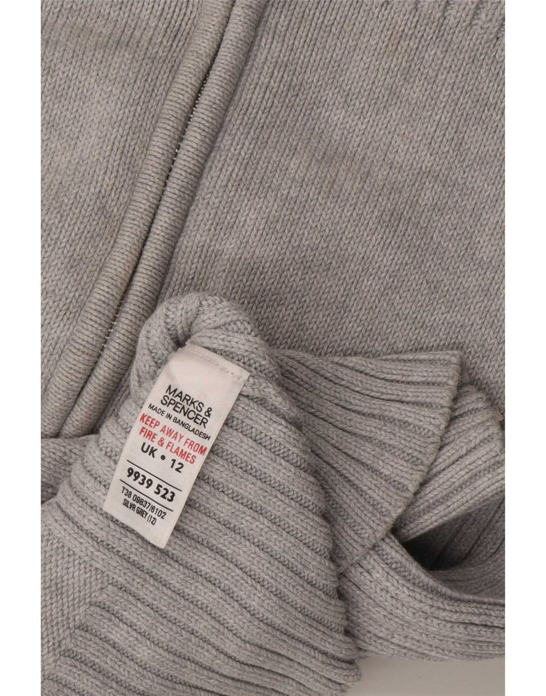 Marks & Spencer Cardigan zippé pour femme en coton gris moyen UK 12